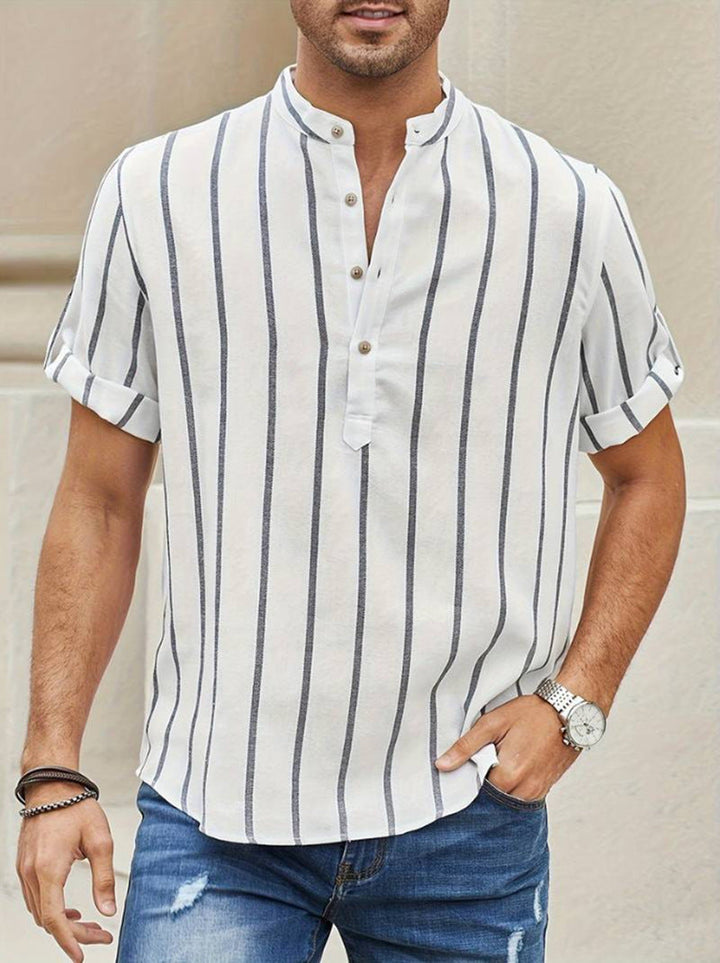 Ethan | Randig Avslappnad Sommartröja i Linne 1