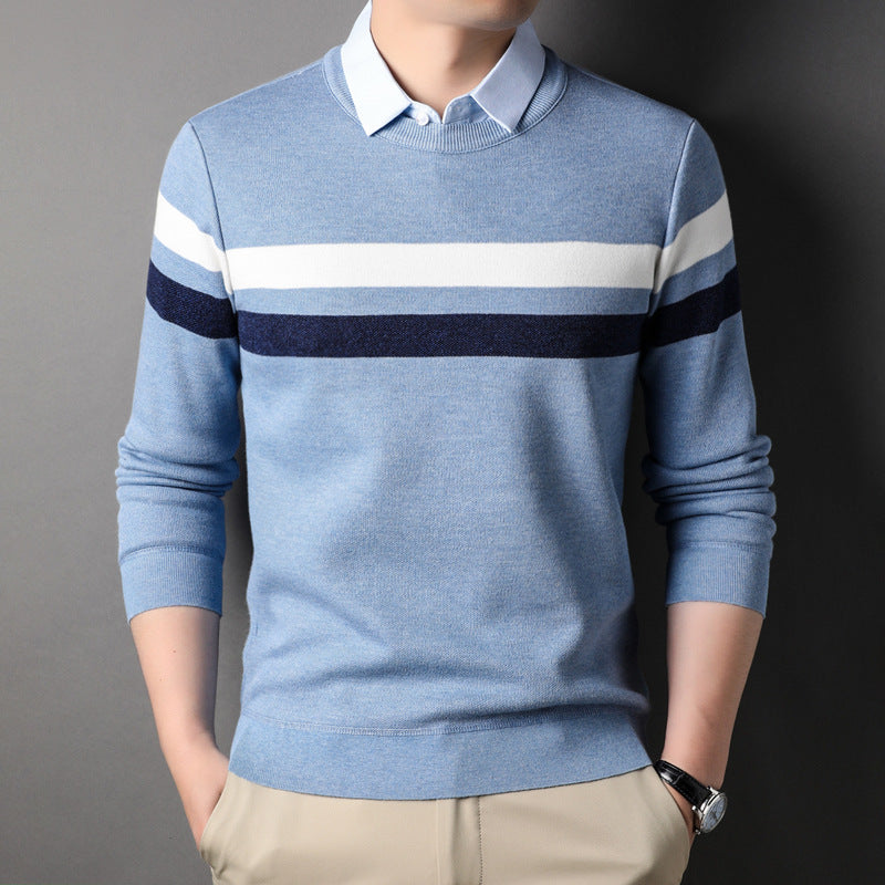 Ethan | Randig Casual Pullover Med Skjortkrage 2