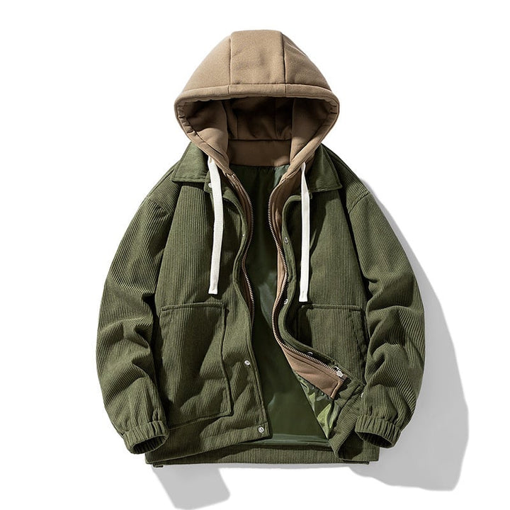 Ethan | Randig Höstjacka med Huv och Praktisk Design 0