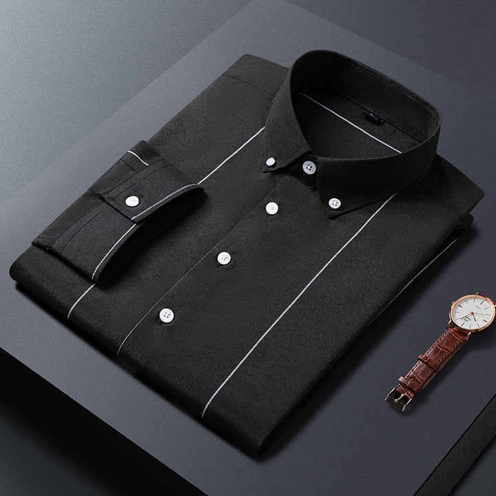 Ethan | Randig Kortärmad Skjorta Slim Fit för Varmt Väder 0