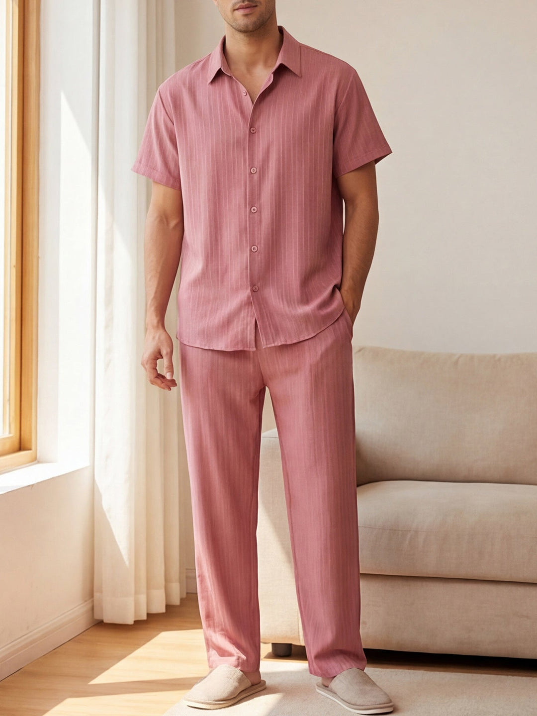Ethan | Randig Lätt Loungewear Set för Avslappnad Stil 0