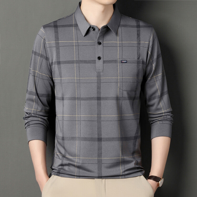 Ethan | Randig Slim Fit Herrpoloskjorta Med Klassisk Stil 0