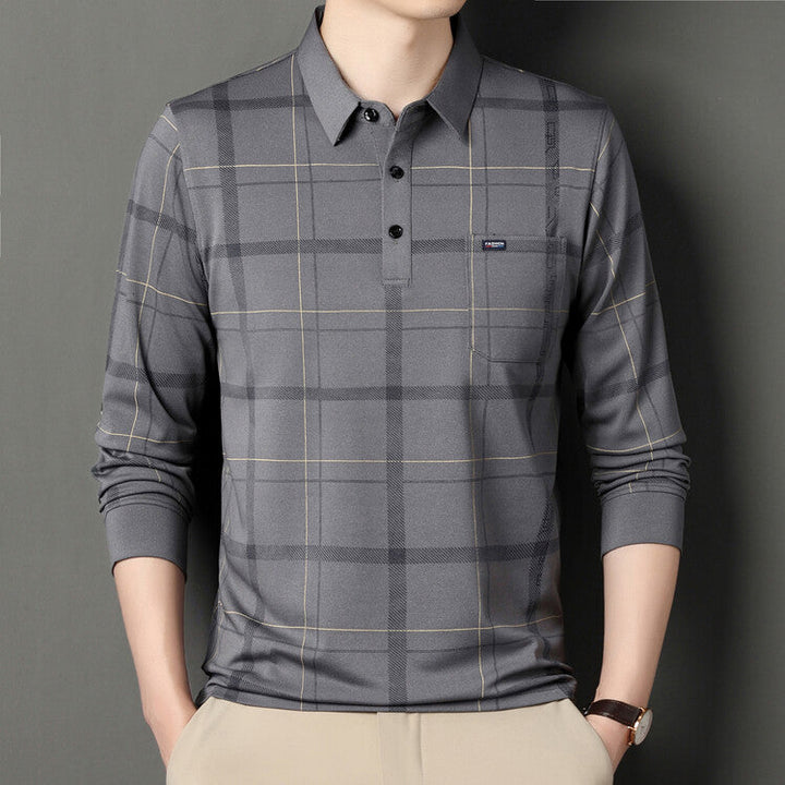 Ethan | Randig Slim Fit Herrpoloskjorta Med Klassisk Stil 0
