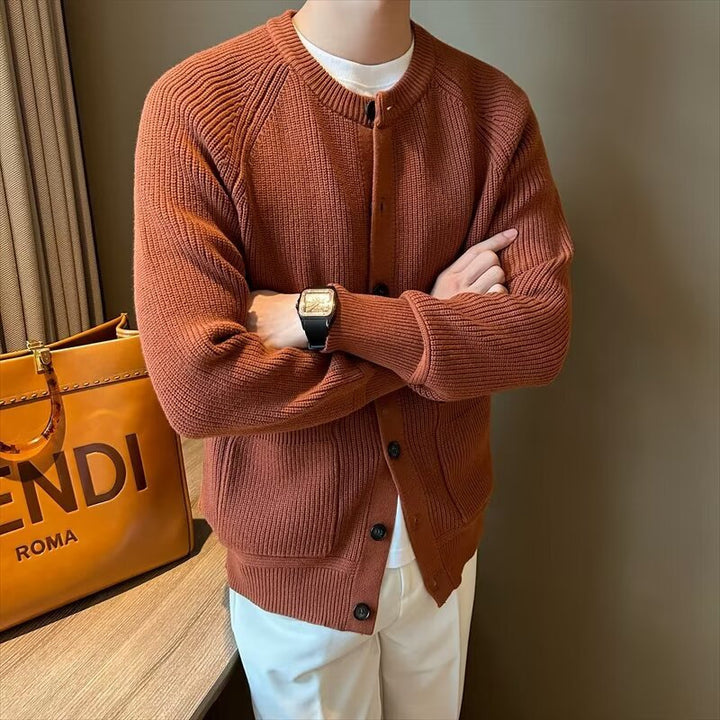 Ethan | Slim Fit Cardigan med Rund Halsringning, Enfärgad, Tidlös 2
