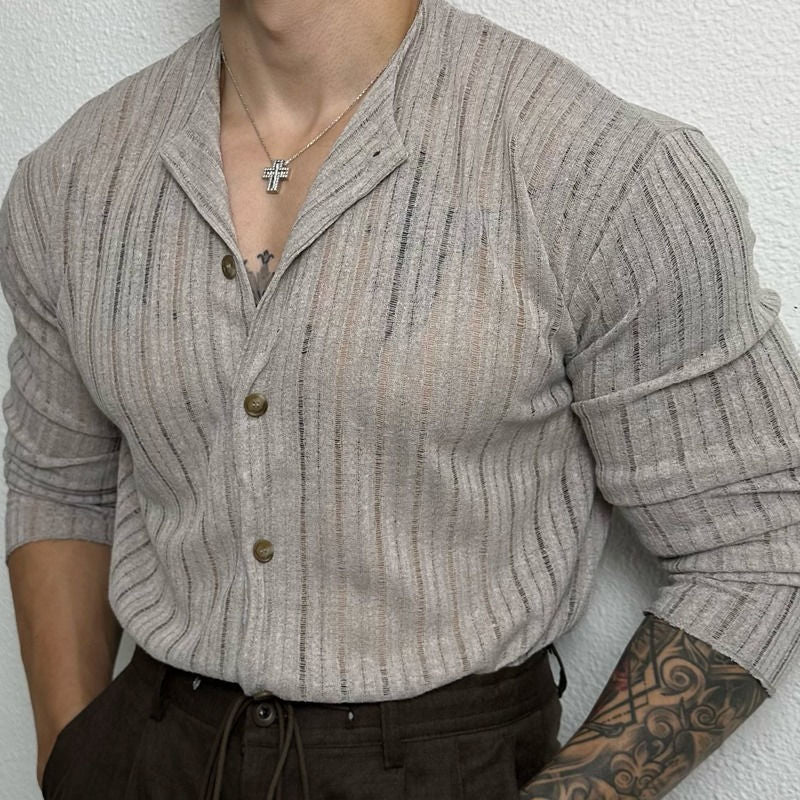 Ethan | Slim Fit Långärmad Herrskjorta med Hålstickad Design 1