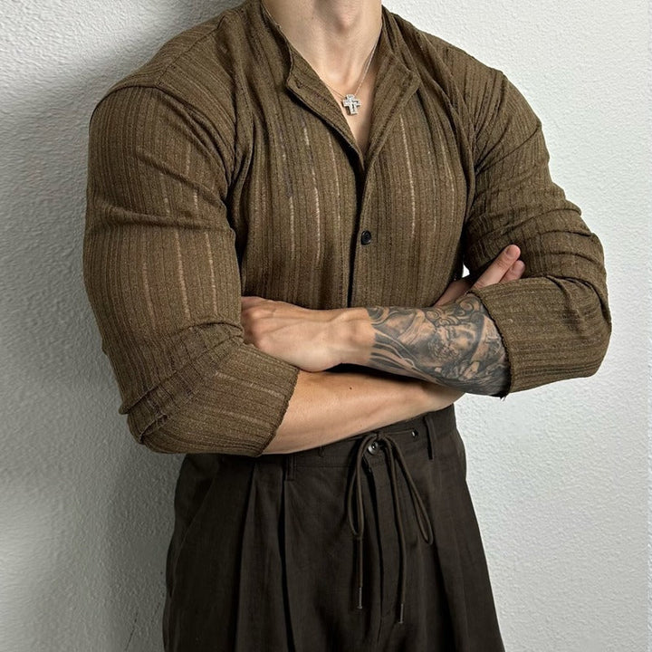 Ethan | Slim Fit Långärmad Herrskjorta med Hålstickad Design 2