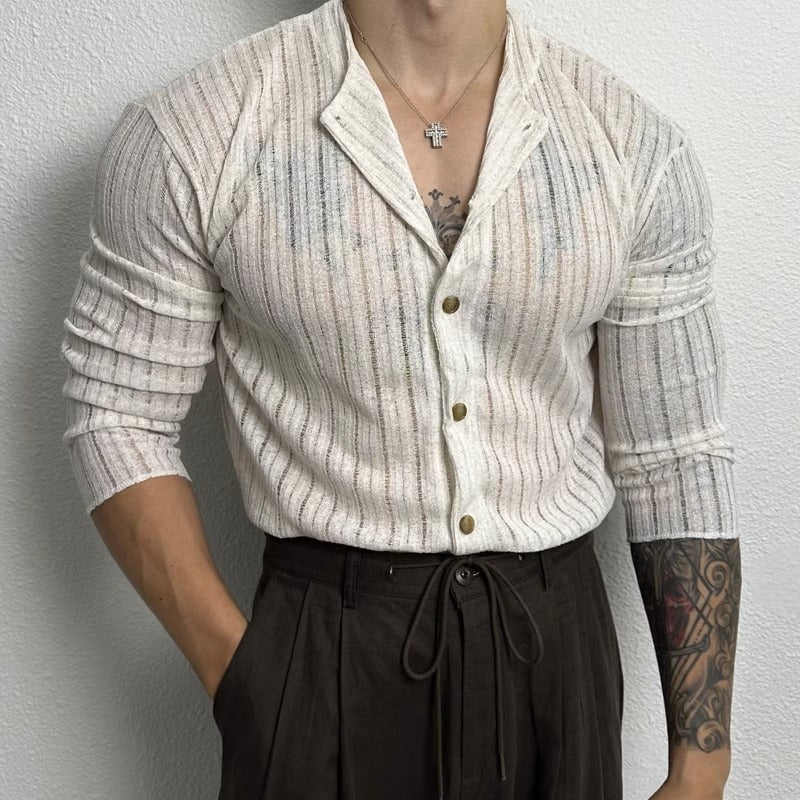 Ethan | Slim Fit Långärmad Herrskjorta med Hålstickad Design 3