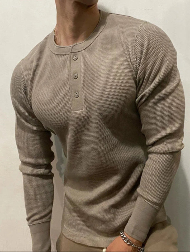 Ethan | Slim Fit Långärmad T-shirt Herr med Vaffelstickat Design 1
