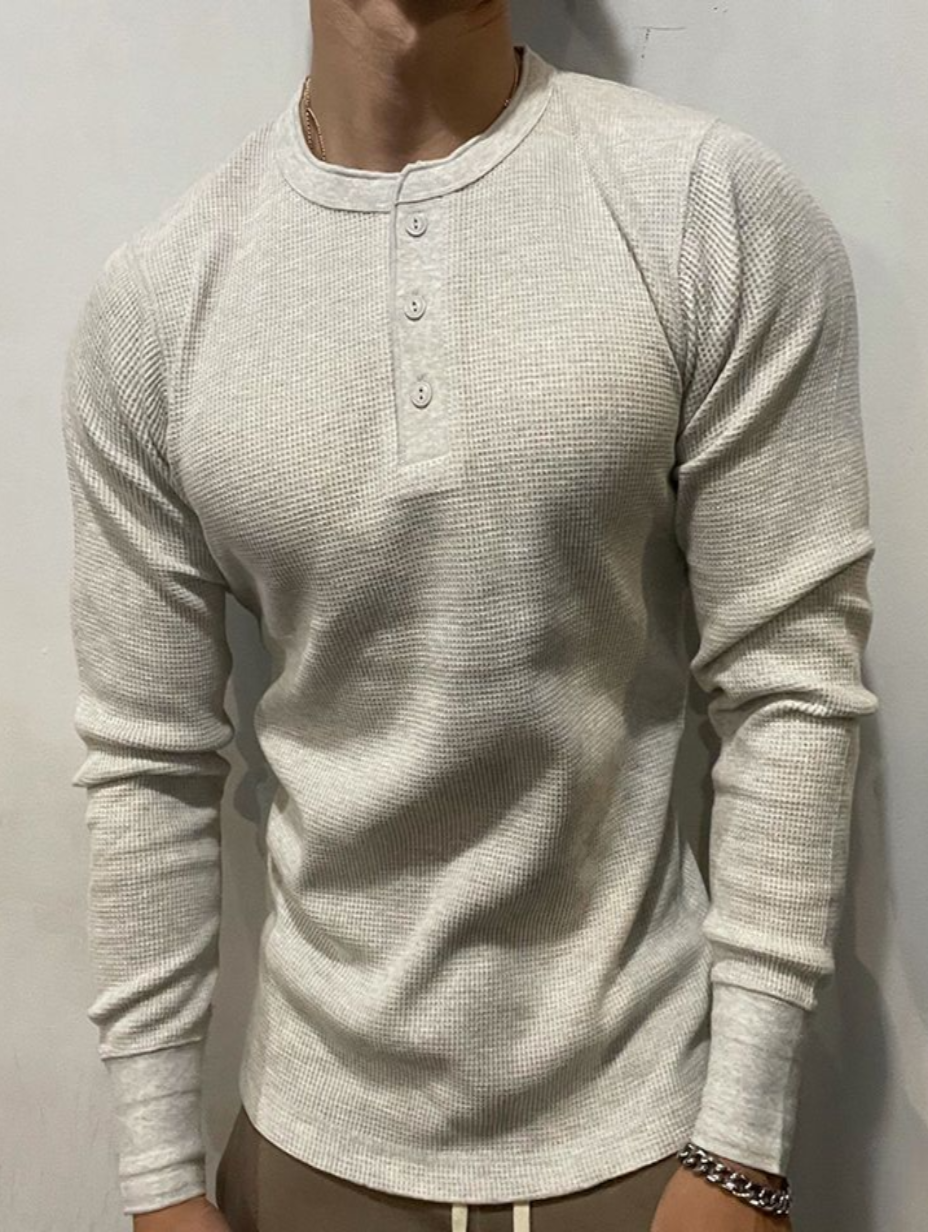 Ethan | Slim Fit Långärmad T-shirt Herr med Vaffelstickat Design 2