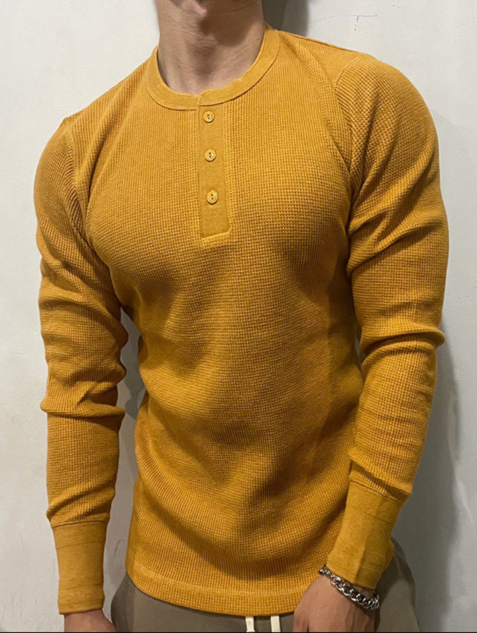 Ethan | Slim Fit Långärmad T-shirt Herr med Vaffelstickat Design 3