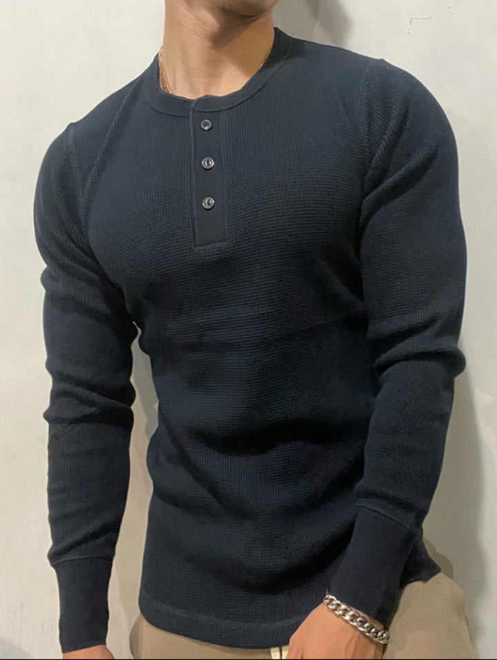 Ethan | Slim Fit Långärmad T-shirt Herr med Vaffelstickat Design 4