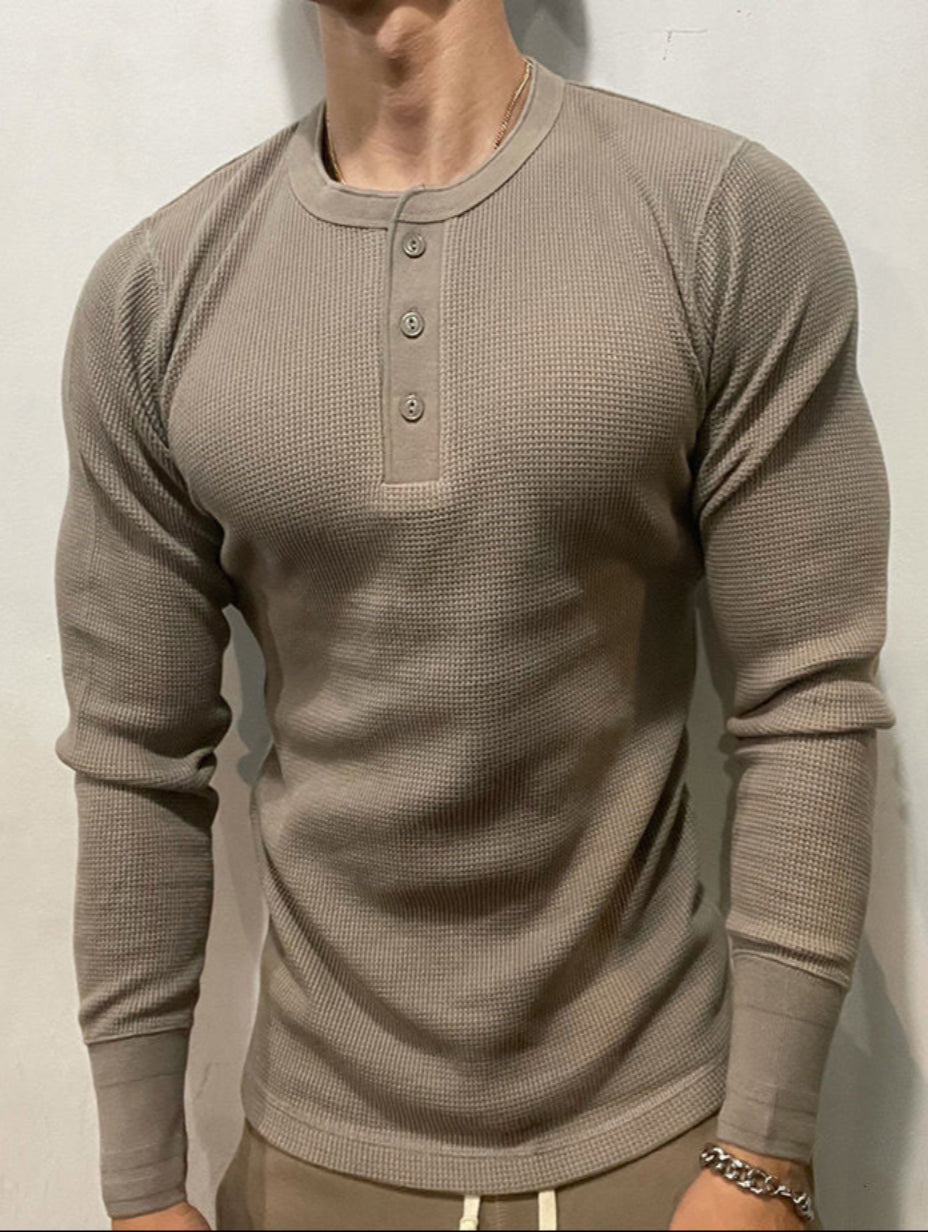 Ethan | Slim Fit Långärmad T-shirt Herr med Vaffelstickat Design 6