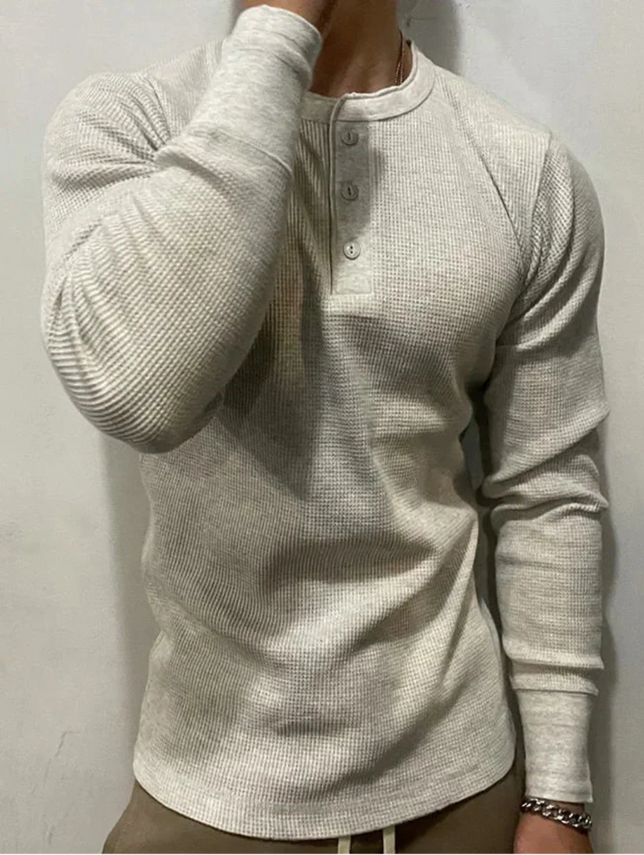 Ethan | Slim Fit Långärmad T-shirt Herr med Vaffelstickat Design 7