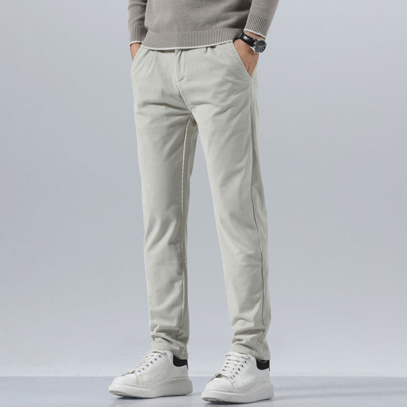 Ethan | Slim Fit Raka Manchesterbyxor i Khaki 3