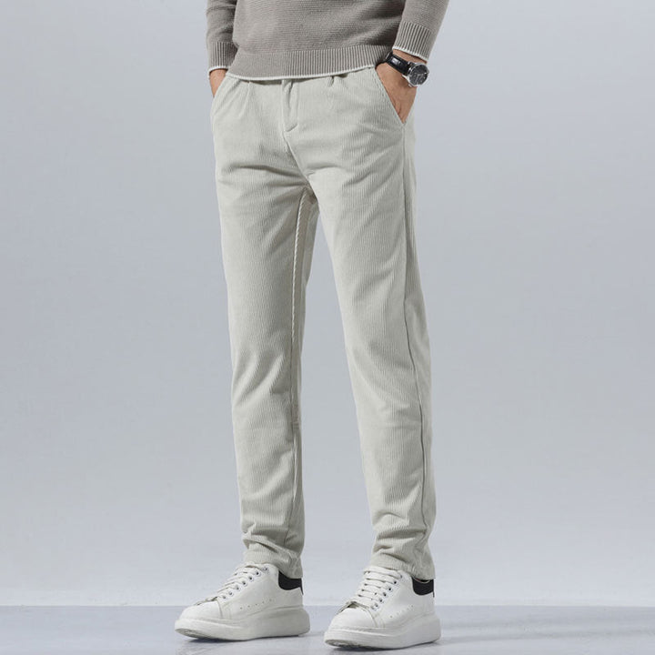 Ethan | Slim Fit Raka Manchesterbyxor i Khaki 3