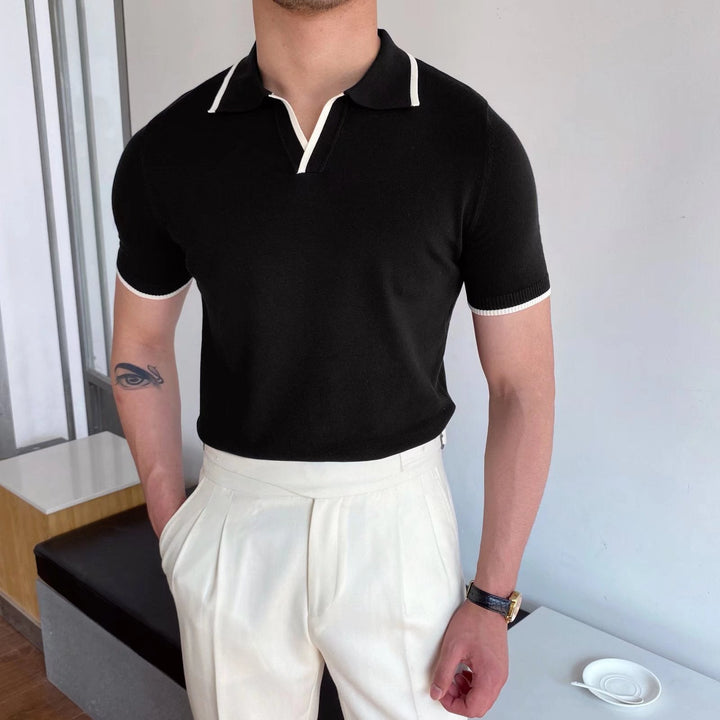 Ethan | Slim Fit Randig Pikétröja för Sommar 0