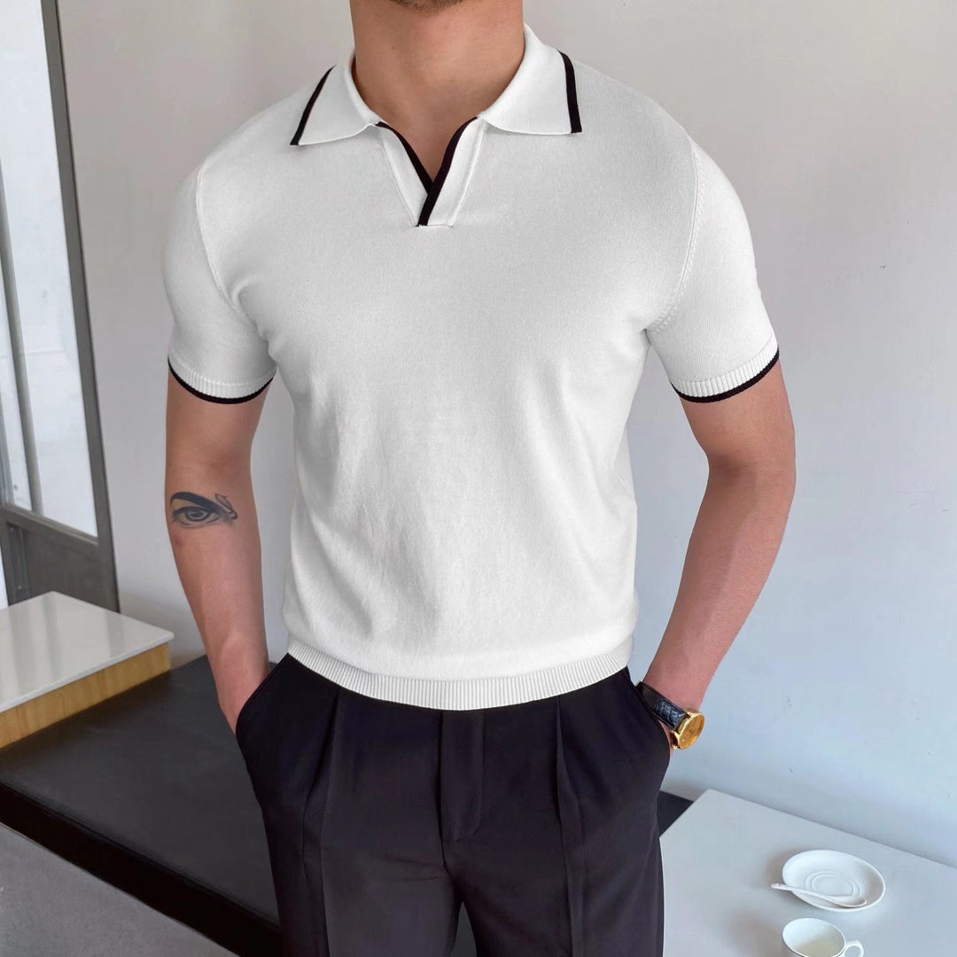 Ethan | Slim Fit Randig Pikétröja för Sommar 1