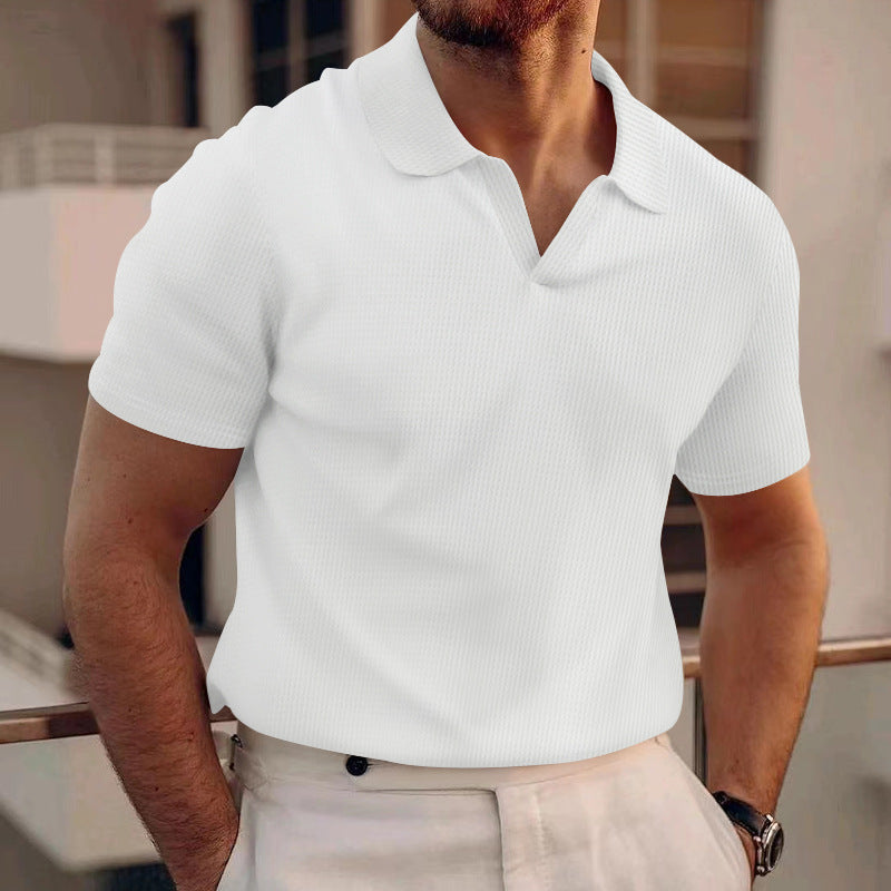 Ethan | Slim Fit Sommar T-shirt med Våffelstickad Krage 1