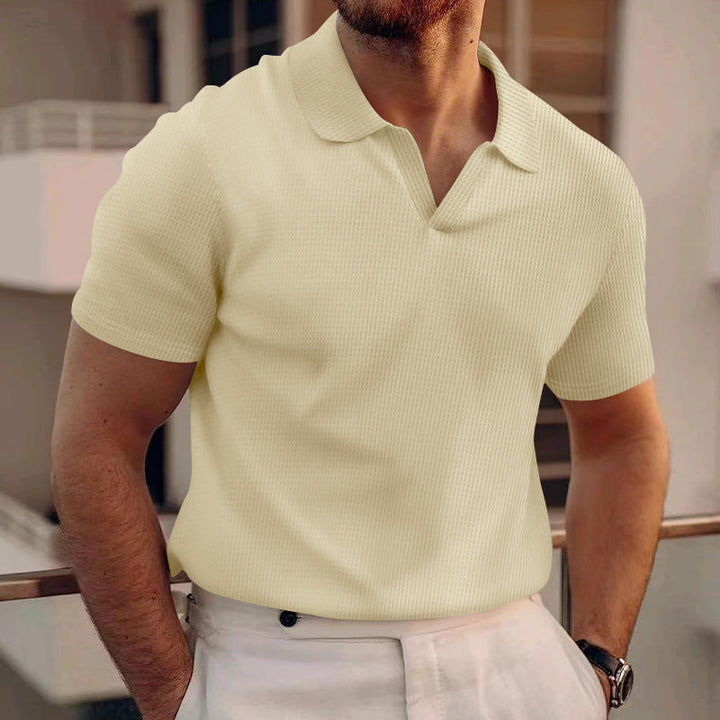 Ethan | Slim Fit Sommar T-shirt med Våffelstickad Krage 2