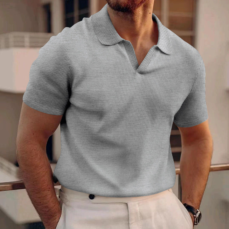 Ethan | Slim Fit Sommar T-shirt med Våffelstickad Krage 3