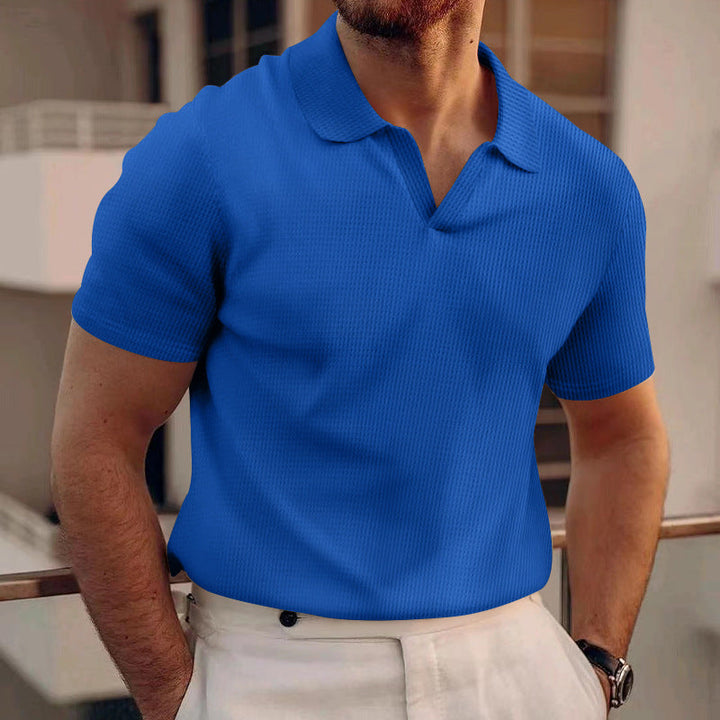 Ethan | Slim Fit Sommar T-shirt med Våffelstickad Krage 4
