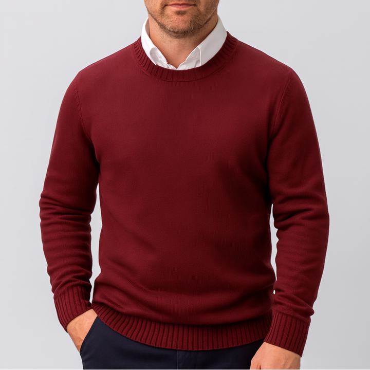 Ethan | Slim Fit Stickad Tröja med Ribbstickade Detaljer 0