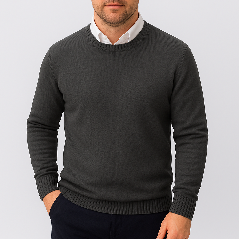 Ethan | Slim Fit Stickad Tröja med Ribbstickade Detaljer 3