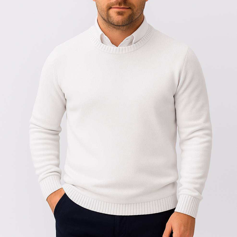 Ethan | Slim Fit Stickad Tröja med Ribbstickade Detaljer 4