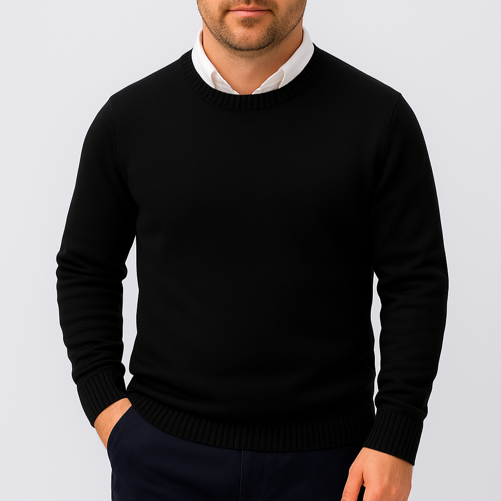 Ethan | Slim Fit Stickad Tröja med Ribbstickade Detaljer 6