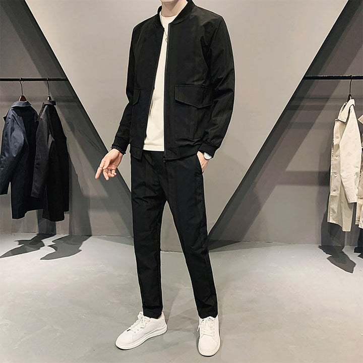 Ethan | Slim Fit Tvådelad Sportset för Herrar i Svart och Khaki 0