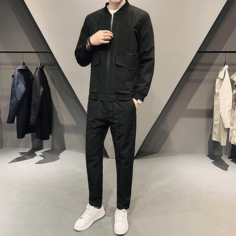 Ethan | Slim Fit Tvådelad Sportset för Herrar i Svart och Khaki 1