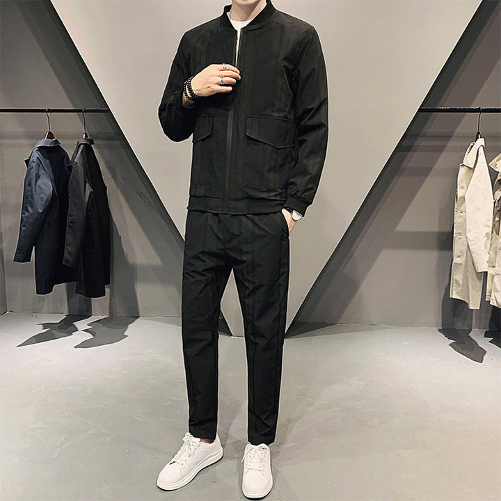 Ethan | Slim Fit Tvådelad Sportset för Herrar i Svart och Khaki 1