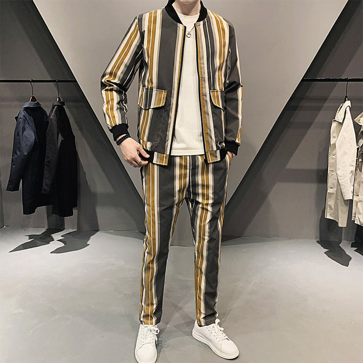 Ethan | Slim Fit Tvådelad Sportset för Herrar i Svart och Khaki 2