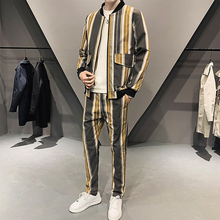 Ethan | Slim Fit Tvådelad Sportset för Herrar i Svart och Khaki 4