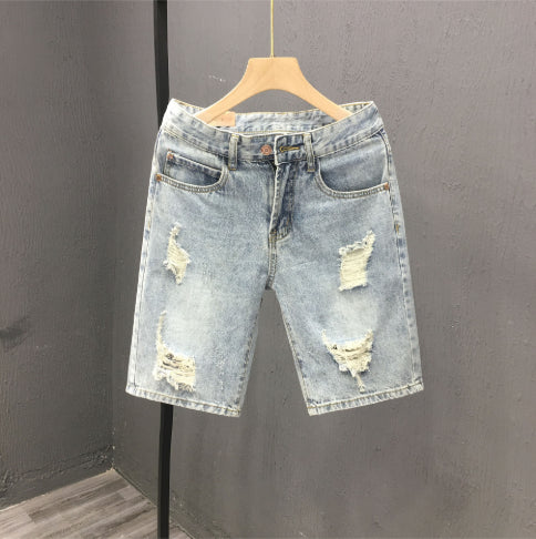 Ethan | Slitna Denimshorts med Mellanhög Midja 4