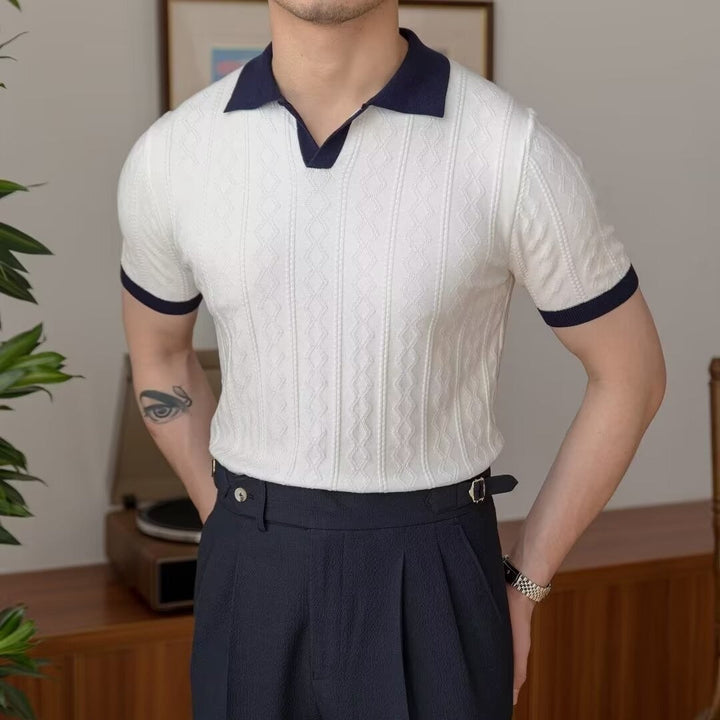 Ethan | Somrig Slim Fit Pikétröja med Färgblock 1