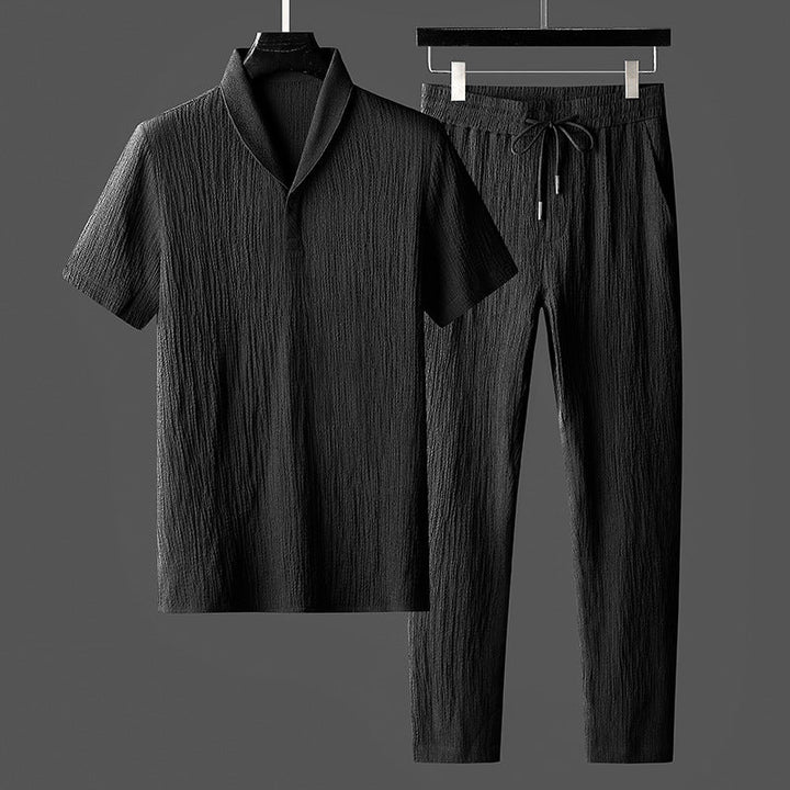 Ethan | Somrigt Avslappnat Loungewear Set med Kortärmad Topp och Byxor 1