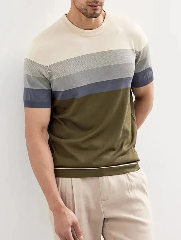 Ethan | Stilren Randig Kortärmad T-shirt för Herrar 0