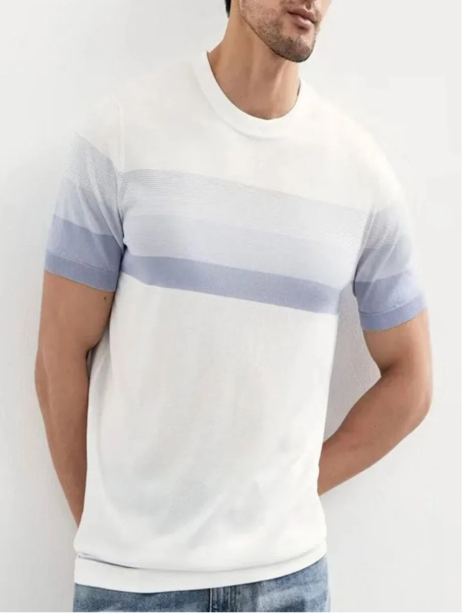 Ethan | Stilren Randig Kortärmad T-shirt för Herrar 1
