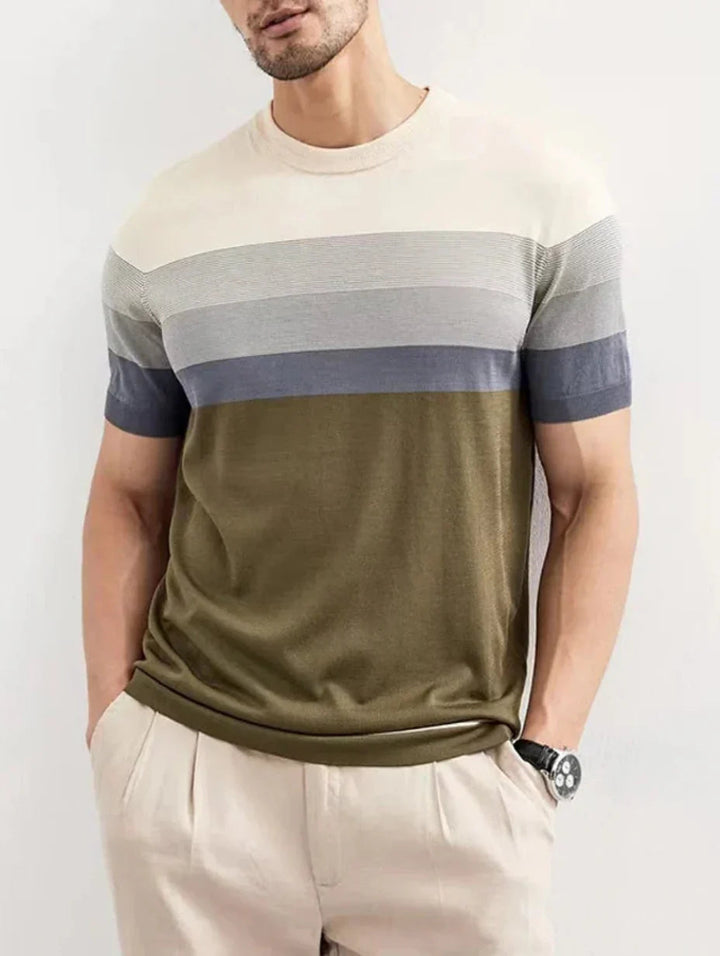Ethan | Stilren Randig Kortärmad T-shirt för Herrar 2