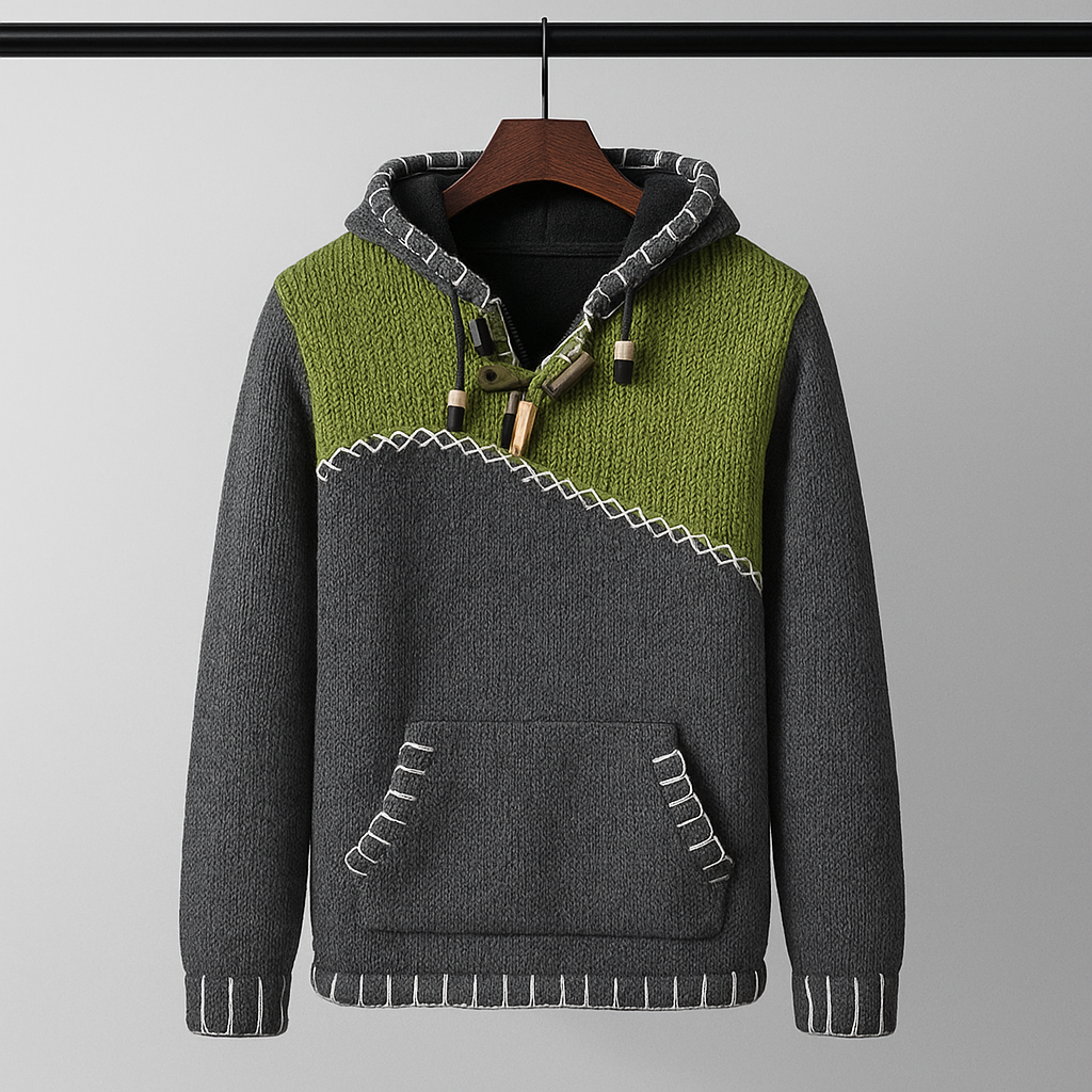 Ethan | Strukturerad Höst Hoodie Med Kontrastsömmar 0