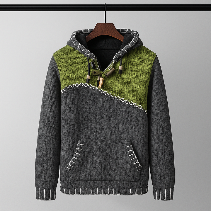 Ethan | Strukturerad Höst Hoodie Med Kontrastsömmar 0