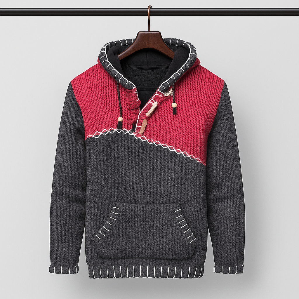 Ethan | Strukturerad Höst Hoodie Med Kontrastsömmar 1