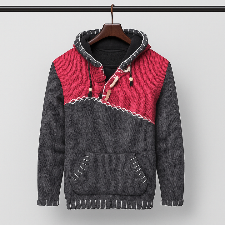 Ethan | Strukturerad Höst Hoodie Med Kontrastsömmar 1