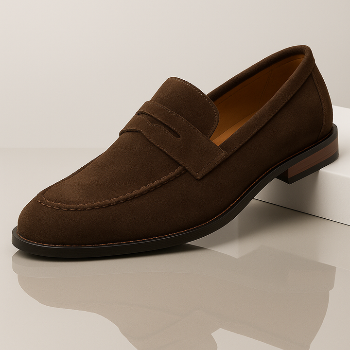 Ethan | Stylish Ergonomic Herr Loafers i Brun Mocka 1