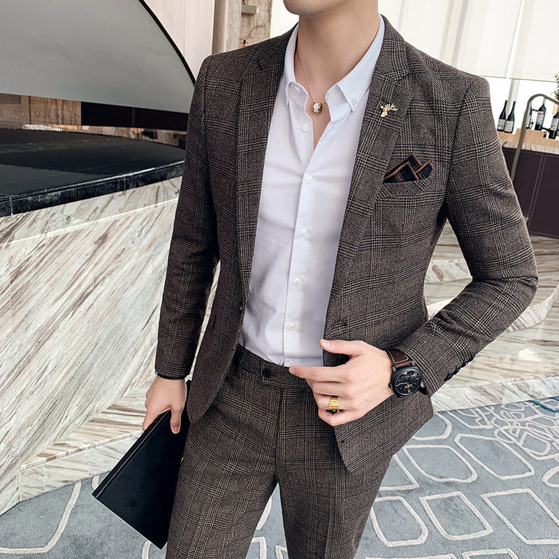Ethan | Stylish Slim Fit Rutig Herrkostym Set 4