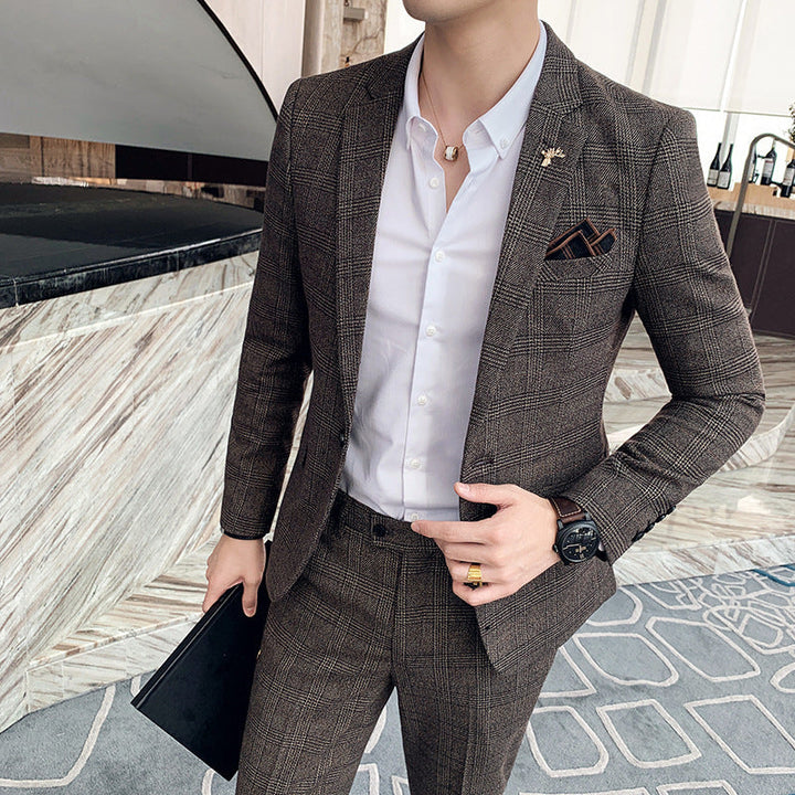 Ethan | Stylish Slim Fit Rutig Herrkostym Set 4