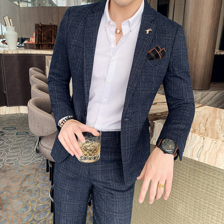 Ethan | Stylish Slim Fit Rutig Herrkostym Set 5