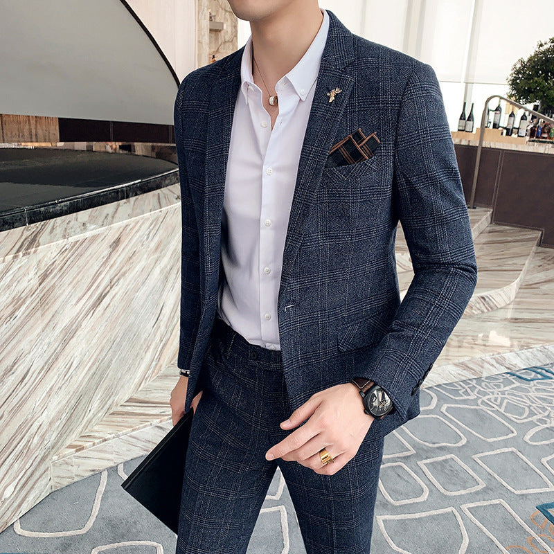 Ethan | Stylish Slim Fit Rutig Herrkostym Set 6