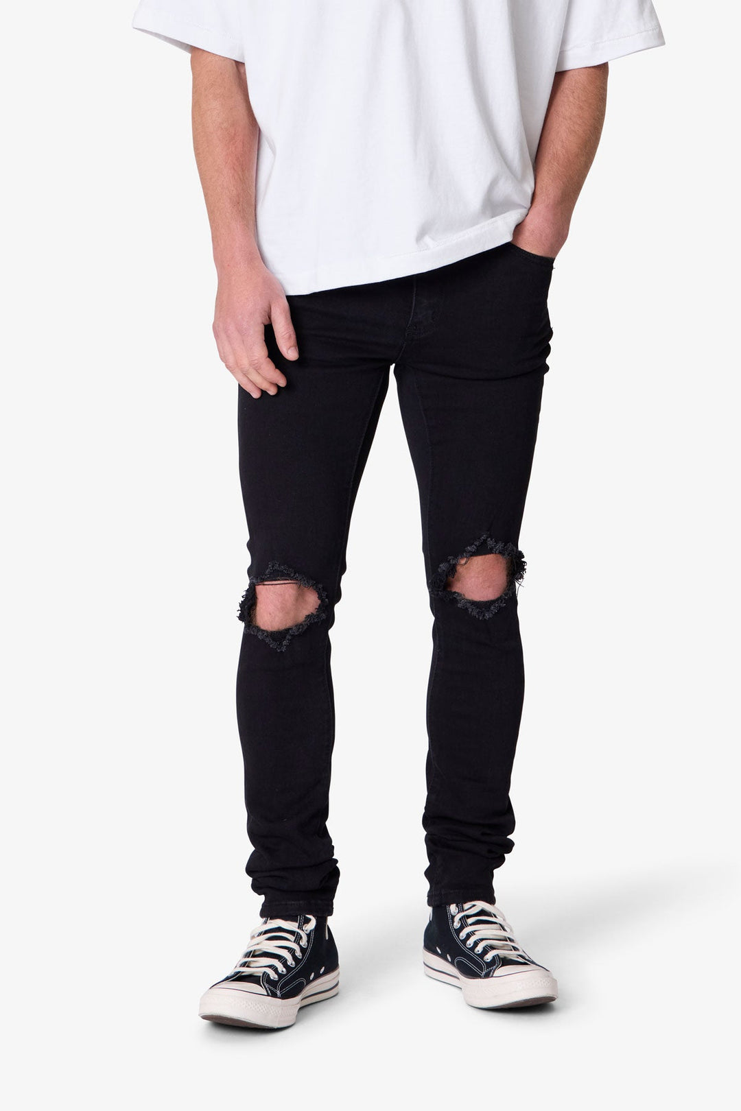 Ethan | Svart Stretch Skinny Jeans med Förlängd Innersöm för Herr 0